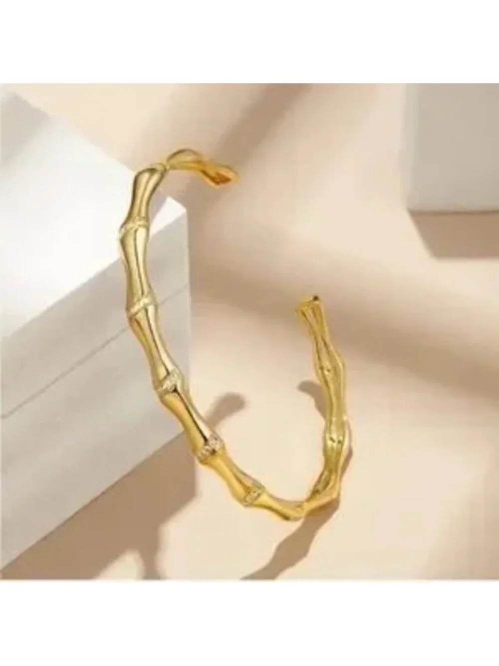 Gold 14k Gold Plated Bamboo Cuff Bracelet